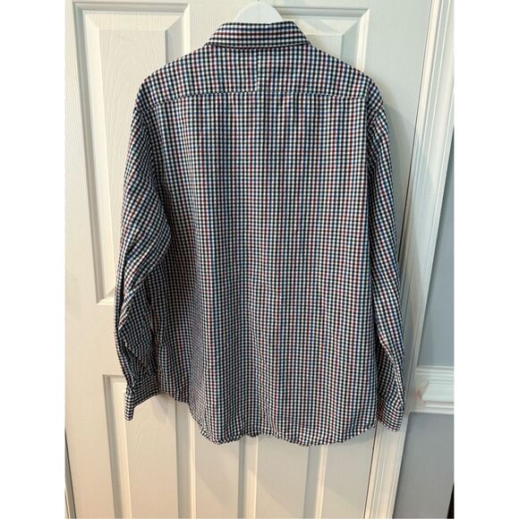 Singer + Sargent Red Blue Green Gingham Textured Button Down Shirt sz XL EUC - Picture 6 of 8